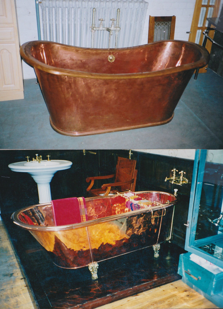 Copper tub before and after